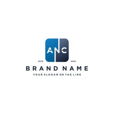 ANC harfi yuvarlak kare gradyan renk logo tasarım vektörü şablonu