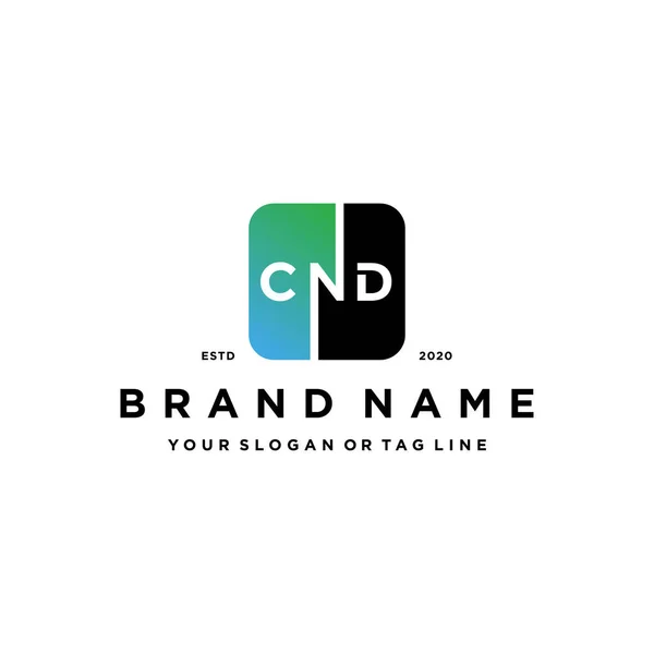 Lettre Cnd Arrondi Dégradé Carré Couleur Logo Conception Vectoriel Modèle — Image vectorielle