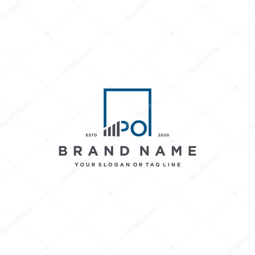 letter PO square logo finance design vector template