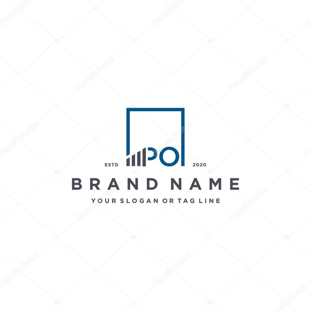 Letter PO square logo finance design vector template