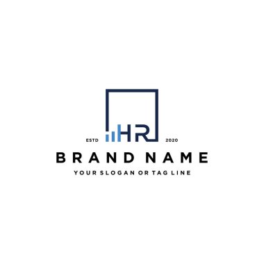 Harf HR kare logo finans tasarım vektör şablonu