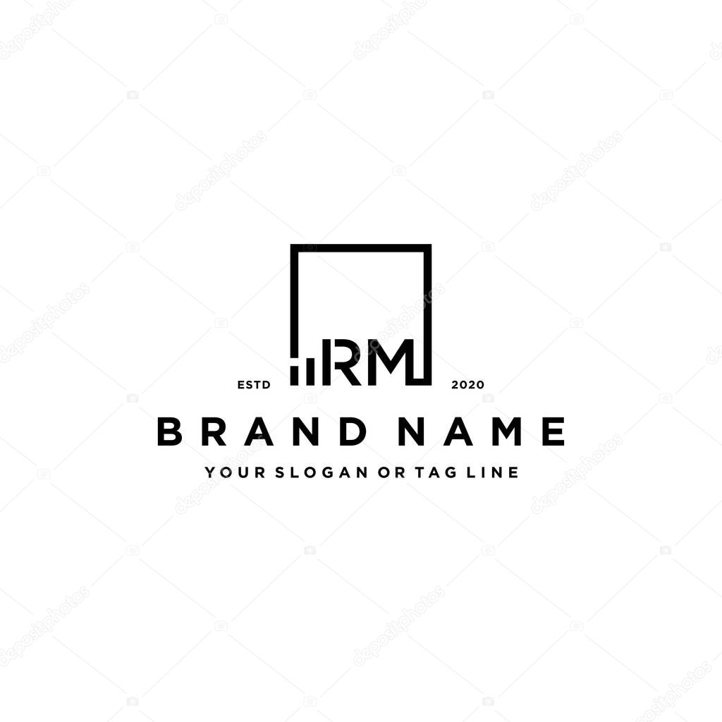 letter RM square logo finance design vector template