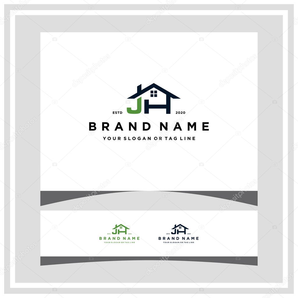 Letter JH home logo design vector template