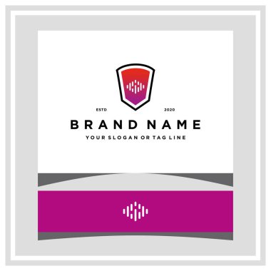 ses dalgası ve kalkan logo tasarım vektör şablonu