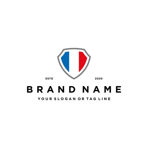 French Flag Shield Logo Design Vector Template — Stock Vector