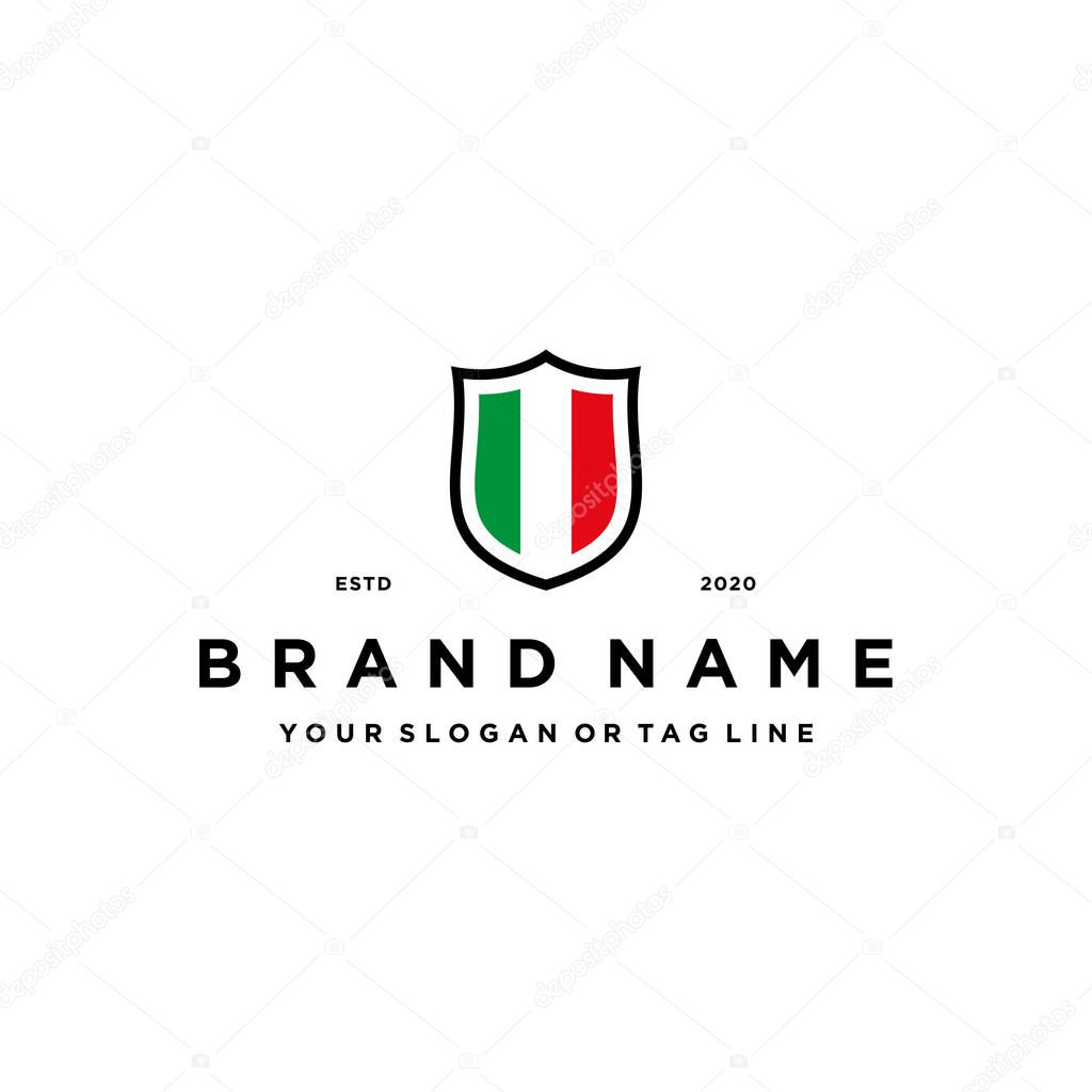 Italy flag shield logo design vector template