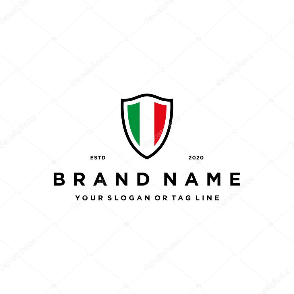 Italy flag shield logo design vector template