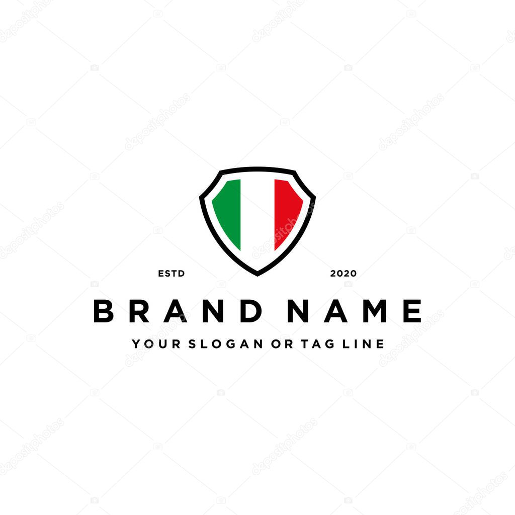 Italy flag shield logo design vector template