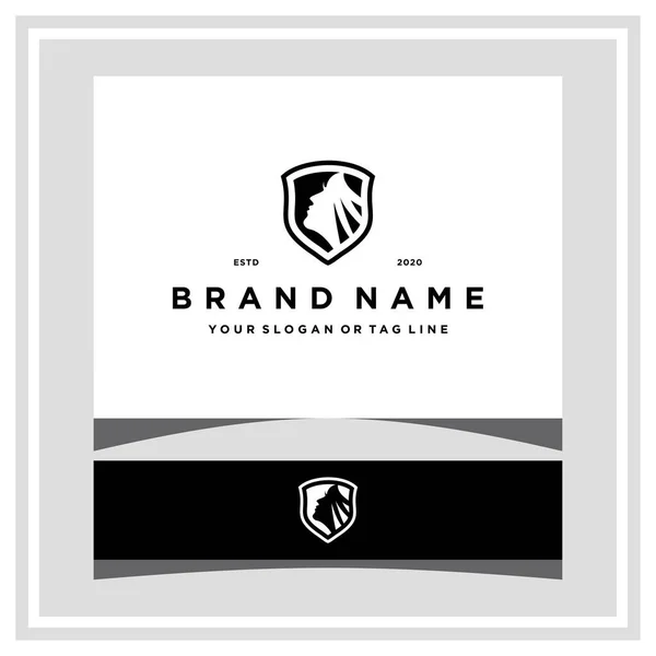 beautiful woman shield logo design vector template