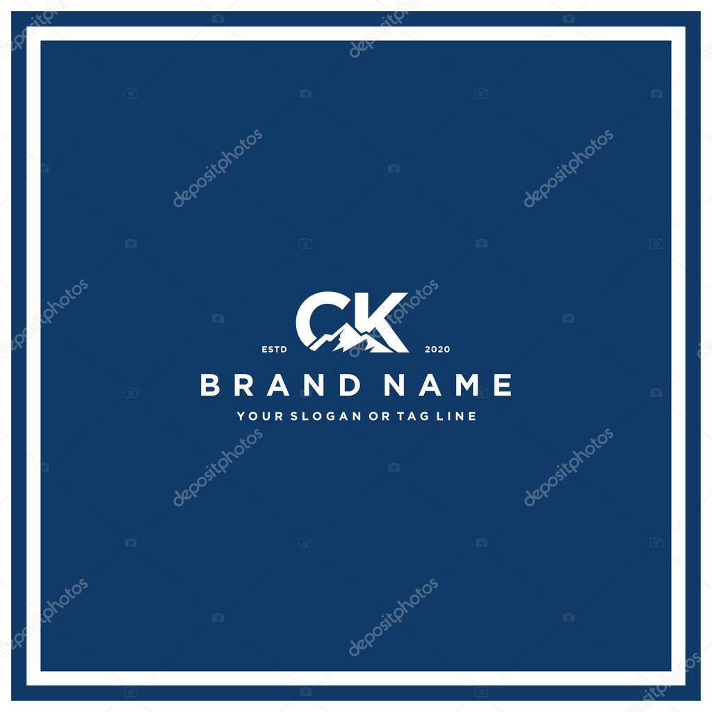 letter CK mountain logo design vector template