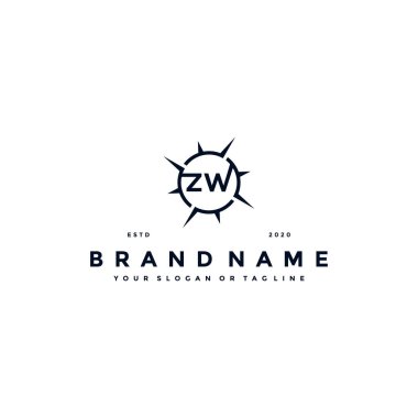harf ZW pusula logo tasarım vektör şablonu