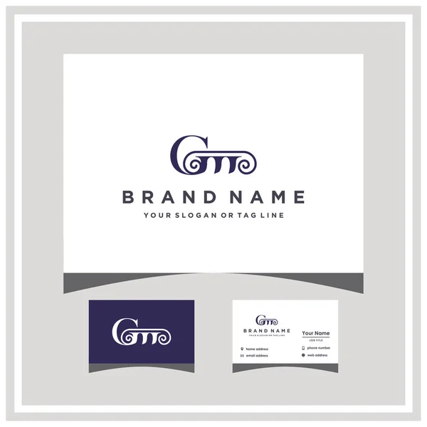 letter GM law logo design and business card vector template