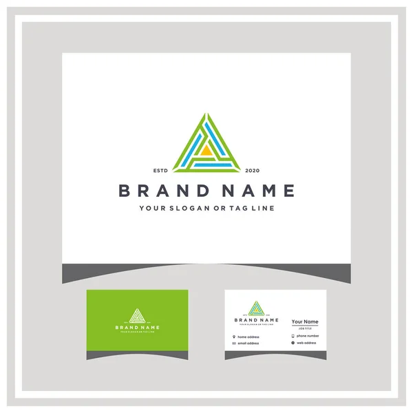 triangle logo design and business card vector template