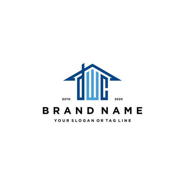 letter DWC home roof logo design and business card vector template