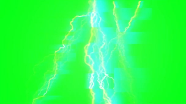 Thunderstorm Light Green Screen — Stock Video