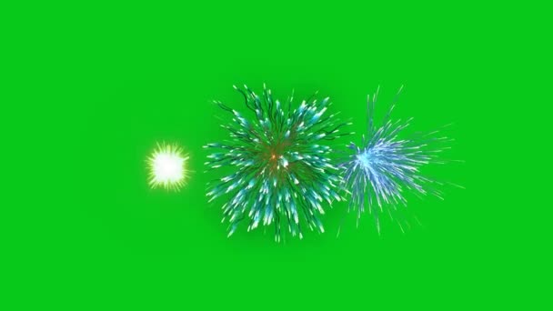 Fuegos Artificiales Sobre Fondo Pantalla Verde — Vídeos de Stock