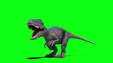 Yeşil Ekranda Kükreyen Allosaurus Dinozor