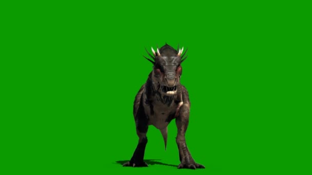 Tyrannosaurus Rex Roaring Green Screen — Stock Video