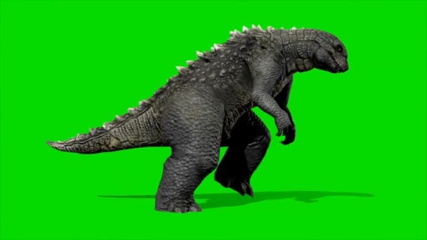 Godzilla Andando Tela Verde — Vídeo de Stock