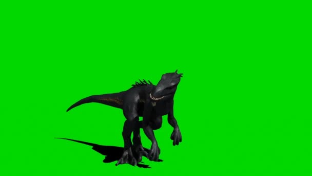 Velociraptor Dinosaur Brullen Groen Scherm — Stockvideo