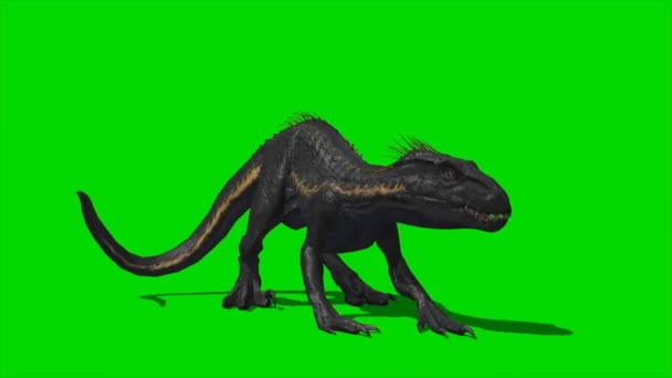 Velociraptor Dinosaur Roaring Green Screen Stock Video