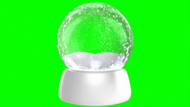 Christmas Snow Globe Zielonym Ekranie — Wideo stockowe