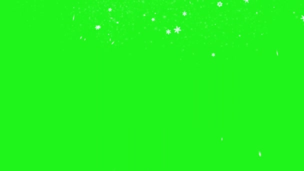 Flocos Neve Natal Caindo Tela Verde — Vídeo de Stock
