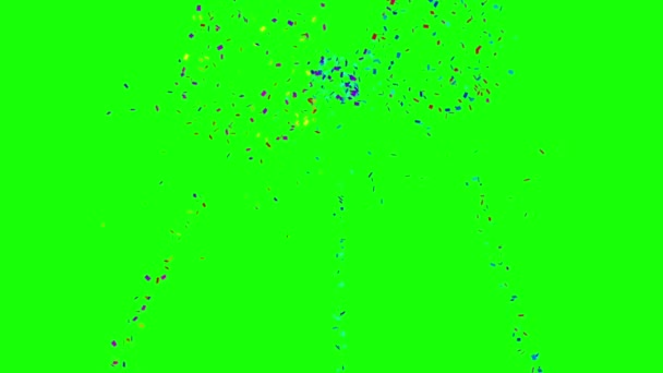 绿色屏幕上的Confetti Falling — 图库视频影像