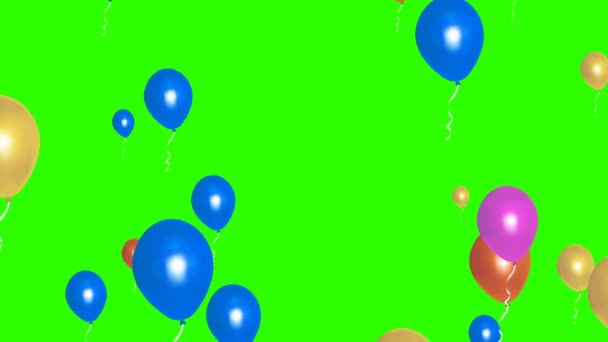 Балони Летять Зеленому Екрані — стокове відео