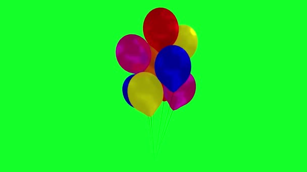 Palloncini Che Volano Sullo Schermo Verde — Video Stock