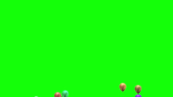 Balony Latające Zielonym Ekranie — Wideo stockowe
