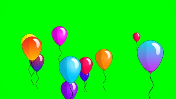 Balloons Flying Green Screen — Stock Video