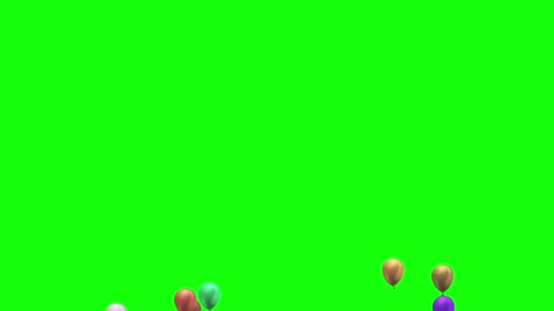 Balões Voando Tela Verde — Vídeo de Stock