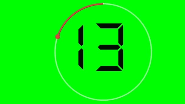 Secondi Timer Conto Alla Rovescia Sullo Schermo Verde — Video Stock