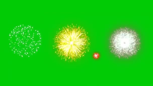 Tűzijáték Zöld Képernyőn Háttér — Stock videók