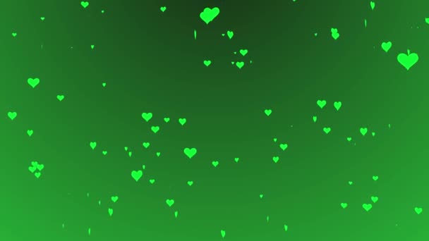 Corazones Volando Pantalla Verde — Vídeo de stock