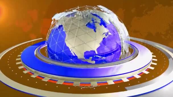 Digital World Map News Intro Background — Stock Video