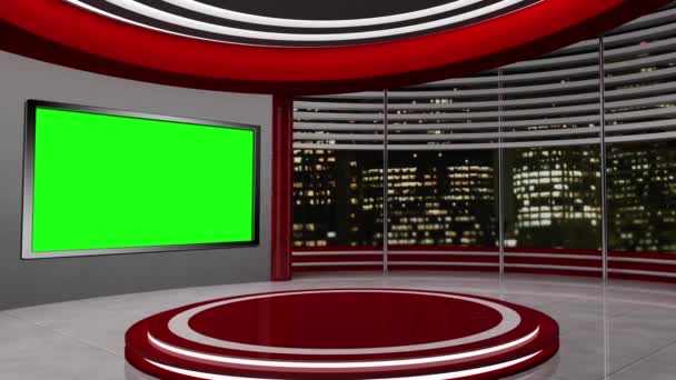 Virtual News Studio Set Green Screen — Stock video