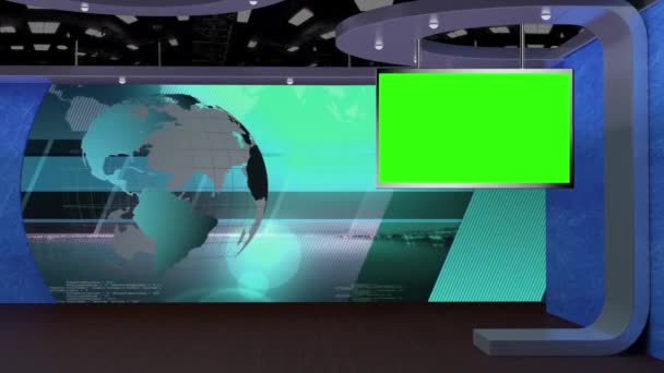 Virtueel Nieuws Studio Set Groen Scherm — Stockvideo