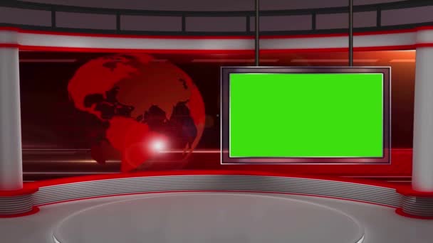 Virtual News Studio Set Pantalla Verde — Vídeos de Stock