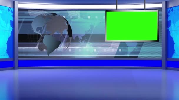 Virtual News Studio Set Green Screen — Stock video