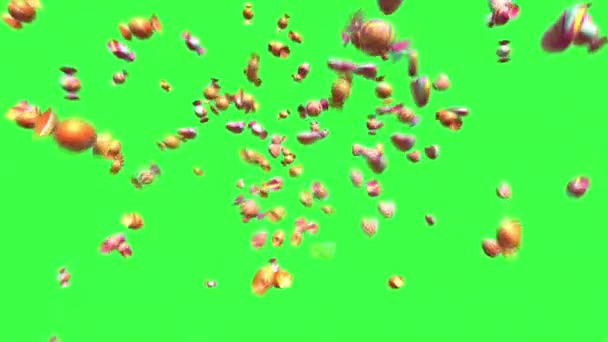 Candy Falling Green Screen — Vídeo de Stock