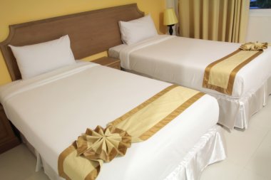Yatak, otel yatağı, yatak.