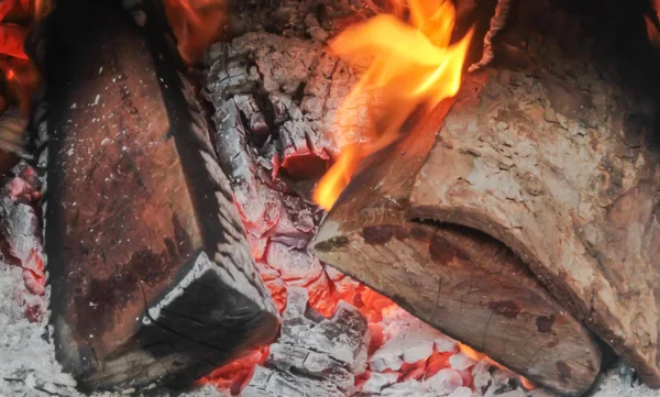 Yangın ahşap günlük yanan soba.