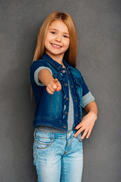 Little girl pointing you — Stock Photo, Image