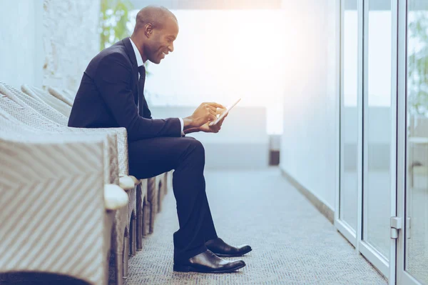 businessman working on digital tablet