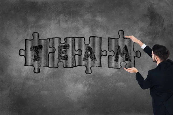 man with team puzzle illustration