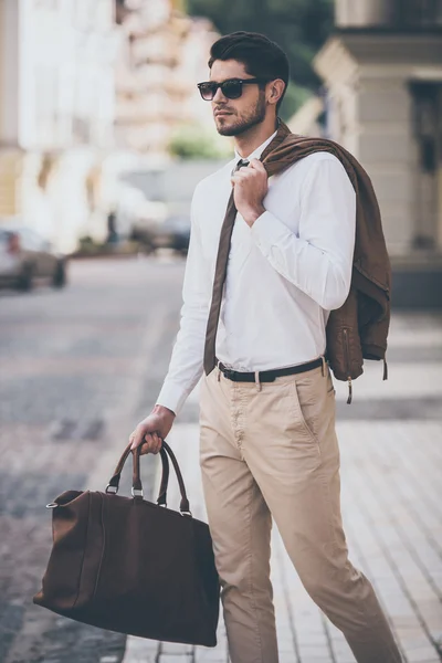 Handsome man walking outdoors — Stock Photo, Image