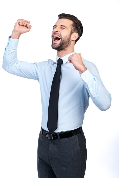 Hombre con camisa y corbata gestos — Foto de Stock