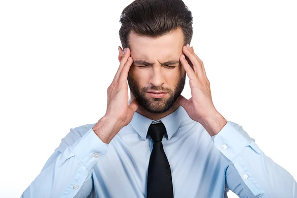 Homem sentindo-se estressado e cansado . — Fotografia de Stock